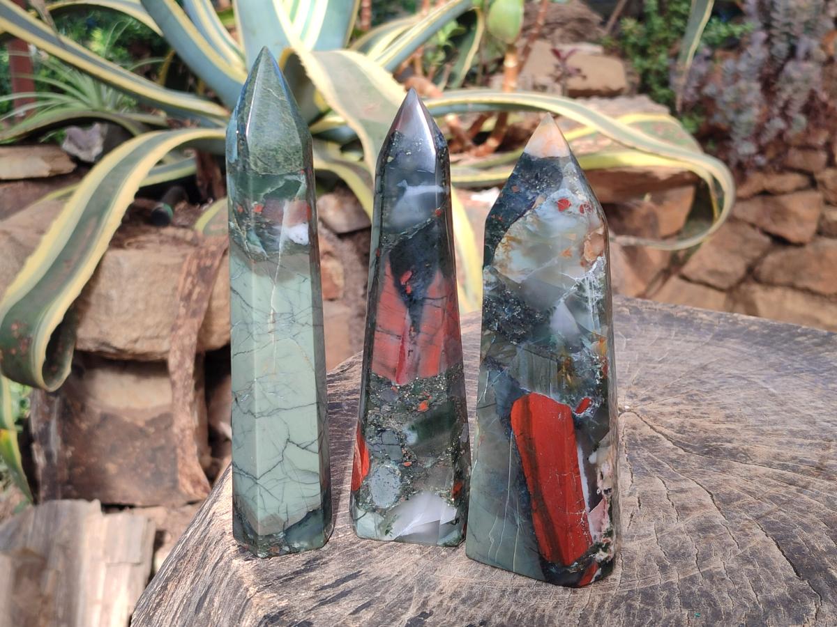 Polished Bloodstone Display Crystals x 3 From Swaziland - Toprock Gemstones and Minerals 
