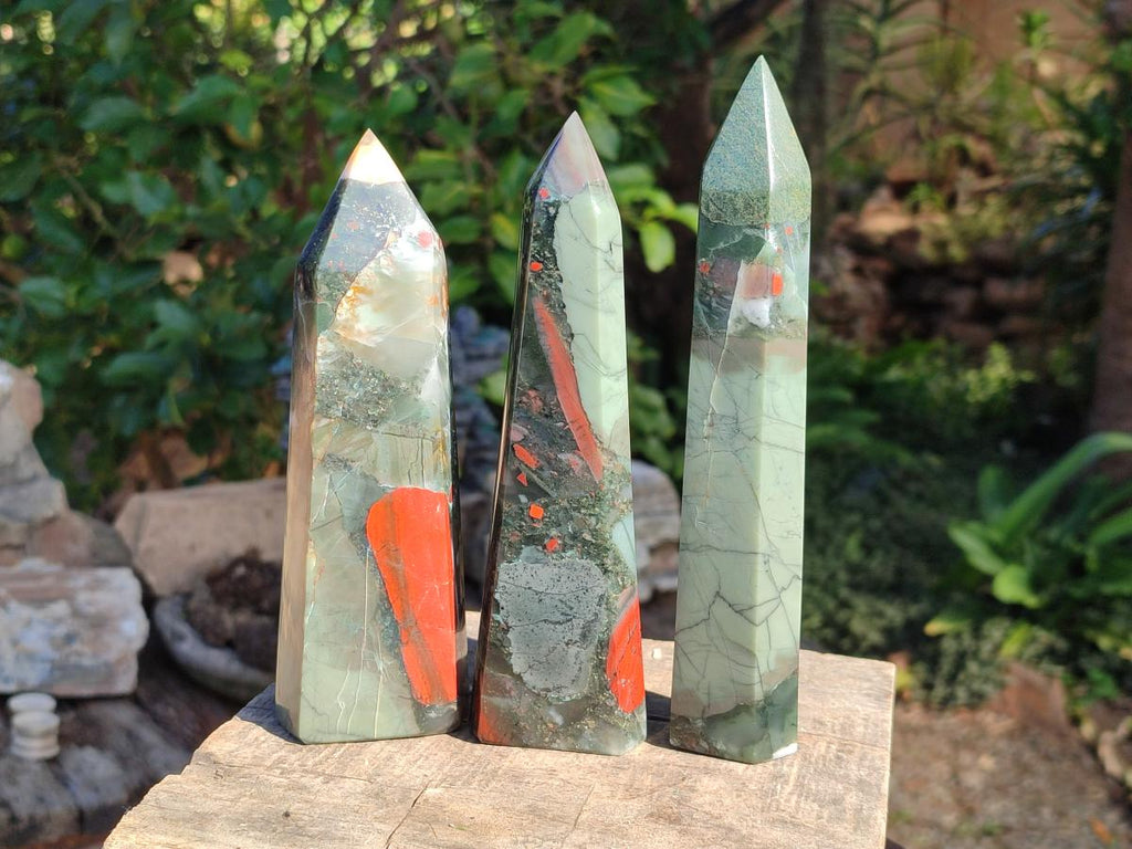 Polished Bloodstone Display Crystals x 3 From Swaziland - Toprock Gemstones and Minerals 