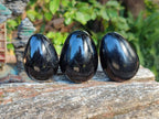 Polished Black Tourmaline Eggs x 6 From Madagascar - Toprock Gemstones and Minerals 
