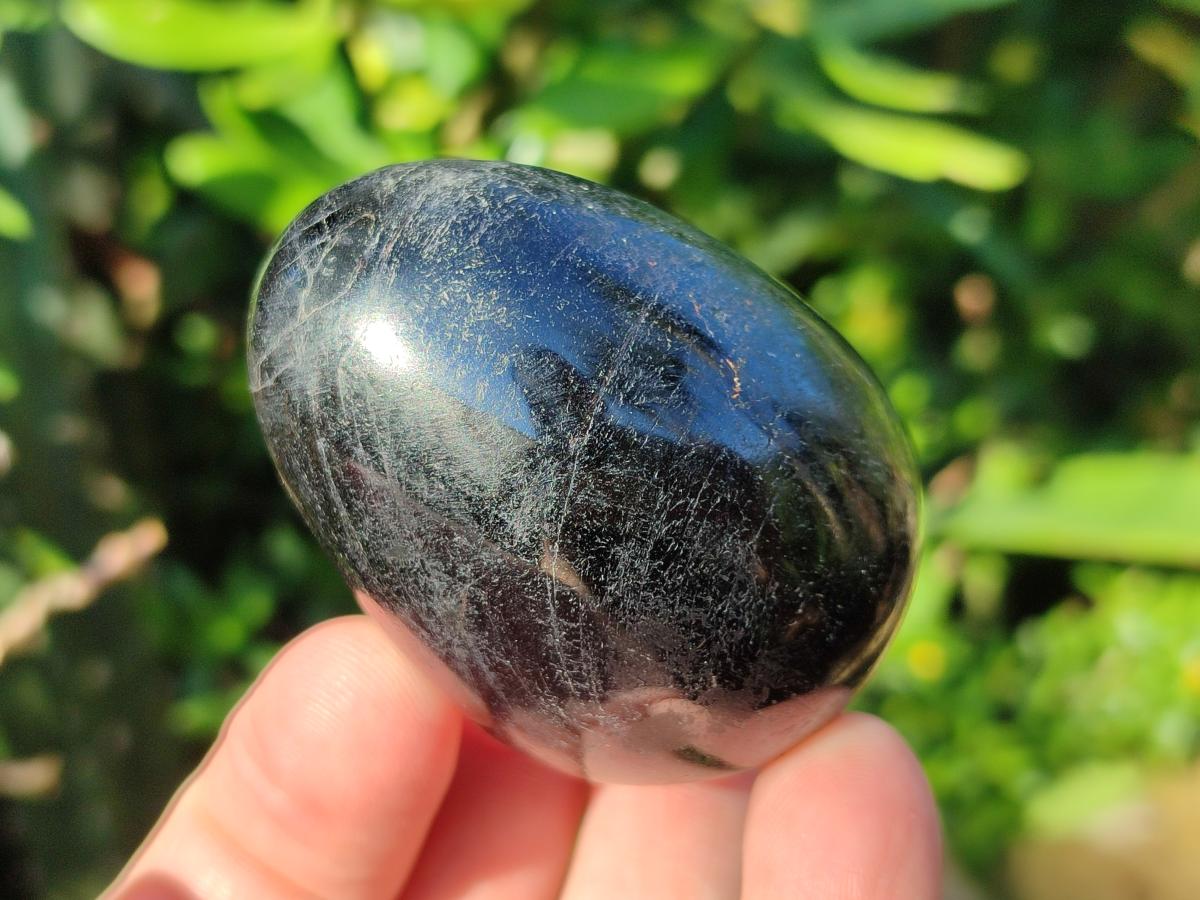 Polished Black Tourmaline Eggs x 6 From Madagascar - Toprock Gemstones and Minerals 