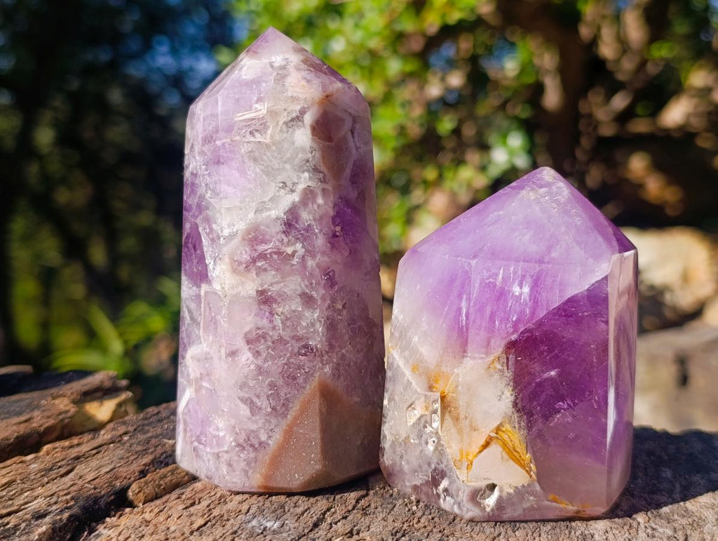 Polished Chevron Amethyst Display Crystals x 3 From Madagascar - Toprock Gemstones and Minerals 