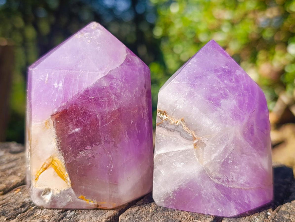 Polished Chevron Amethyst Display Crystals x 3 From Madagascar - Toprock Gemstones and Minerals 