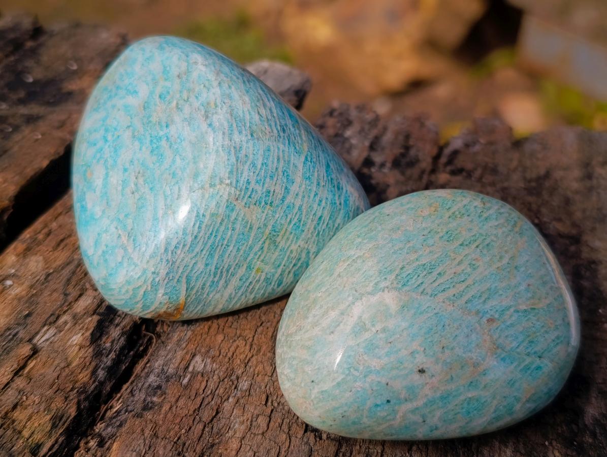 Polished Amazonite Standing Display Pieces x 12 From Zimbabwe - Toprock Gemstones and Minerals 