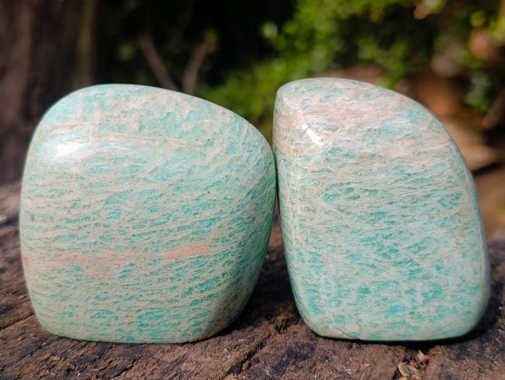 Polished Amazonite Standing Display Pieces x 12 From Zimbabwe - Toprock Gemstones and Minerals 