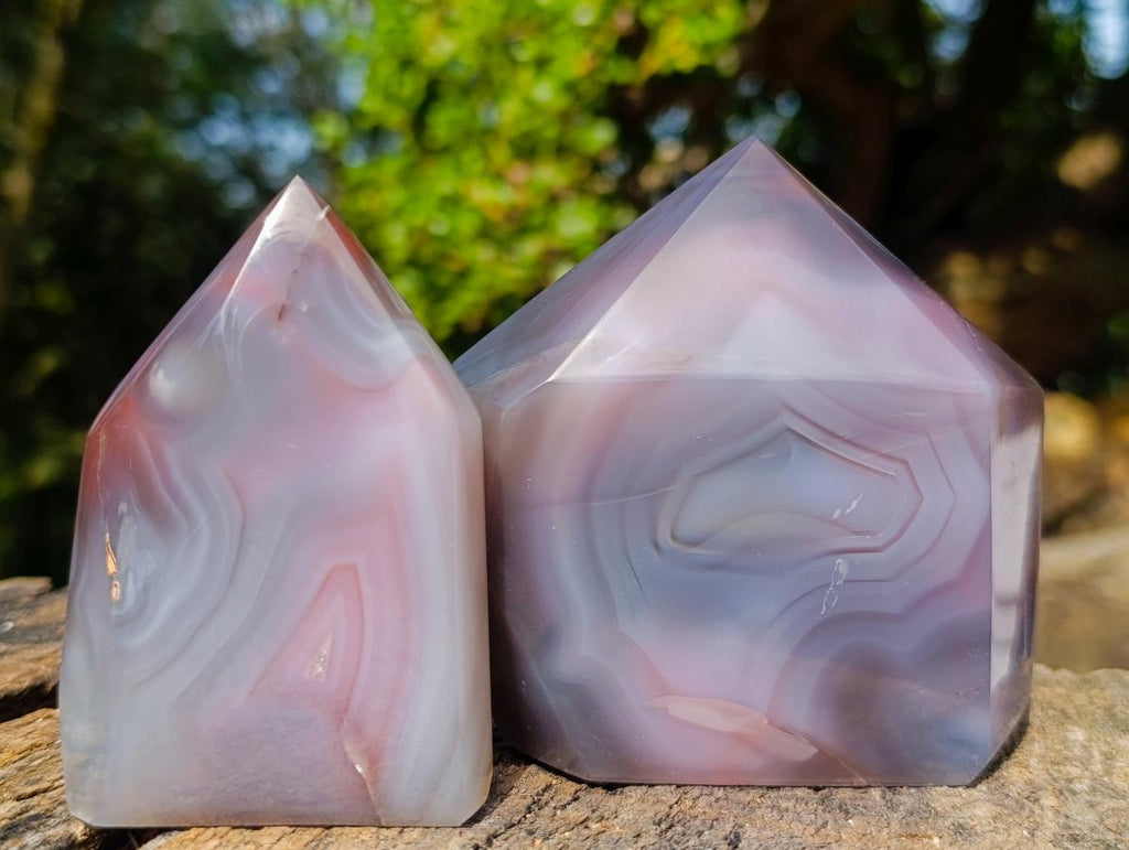Polished Strawberry Agate Display Crystal Points x 3 From Mozambique - Toprock Gemstones and Minerals 