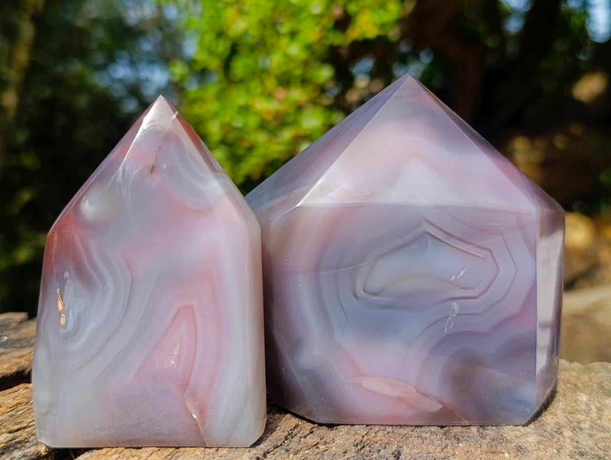 Polished Strawberry Agate Display Crystal Points x 3 From Mozambique - Toprock Gemstones and Minerals 