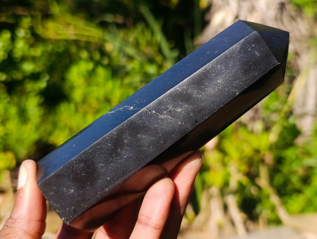 Polished Black Basalt Display Points x 6 From Madagascar - Toprock Gemstones and Minerals 