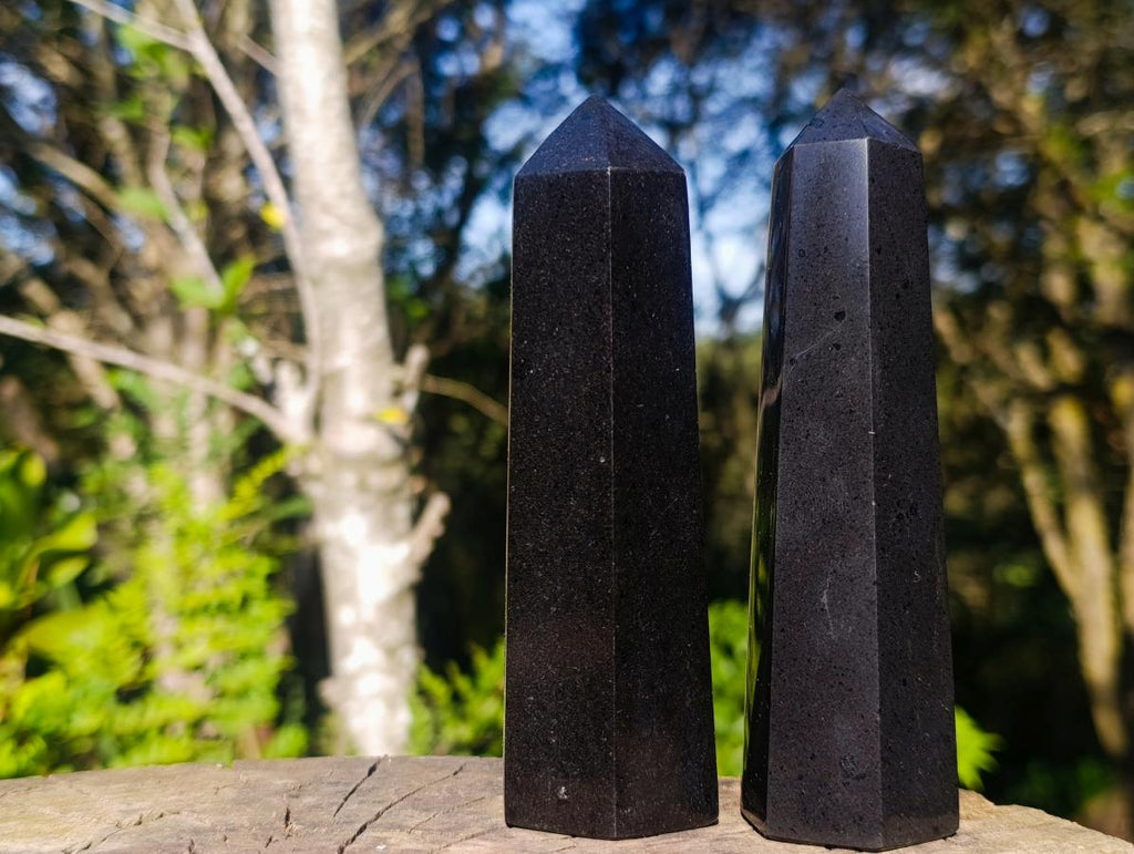 Polished Black Basalt Display Points x 6 From Madagascar - Toprock Gemstones and Minerals 