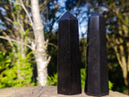 Polished Black Basalt Display Points x 6 From Madagascar - Toprock Gemstones and Minerals 