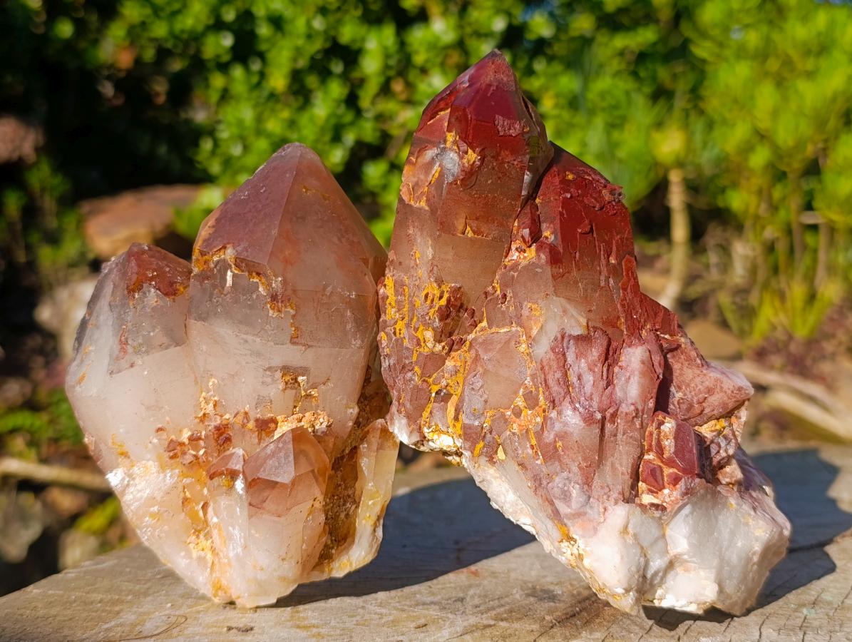 Natural Red Hematoid Quartz Clusters x 4 From Karoi, Zimbabwe - Toprock Gemstones and Minerals 