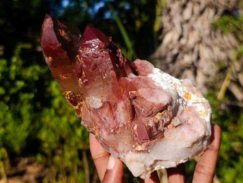 Natural Red Hematoid Quartz Clusters x 4 From Karoi, Zimbabwe - Toprock Gemstones and Minerals 