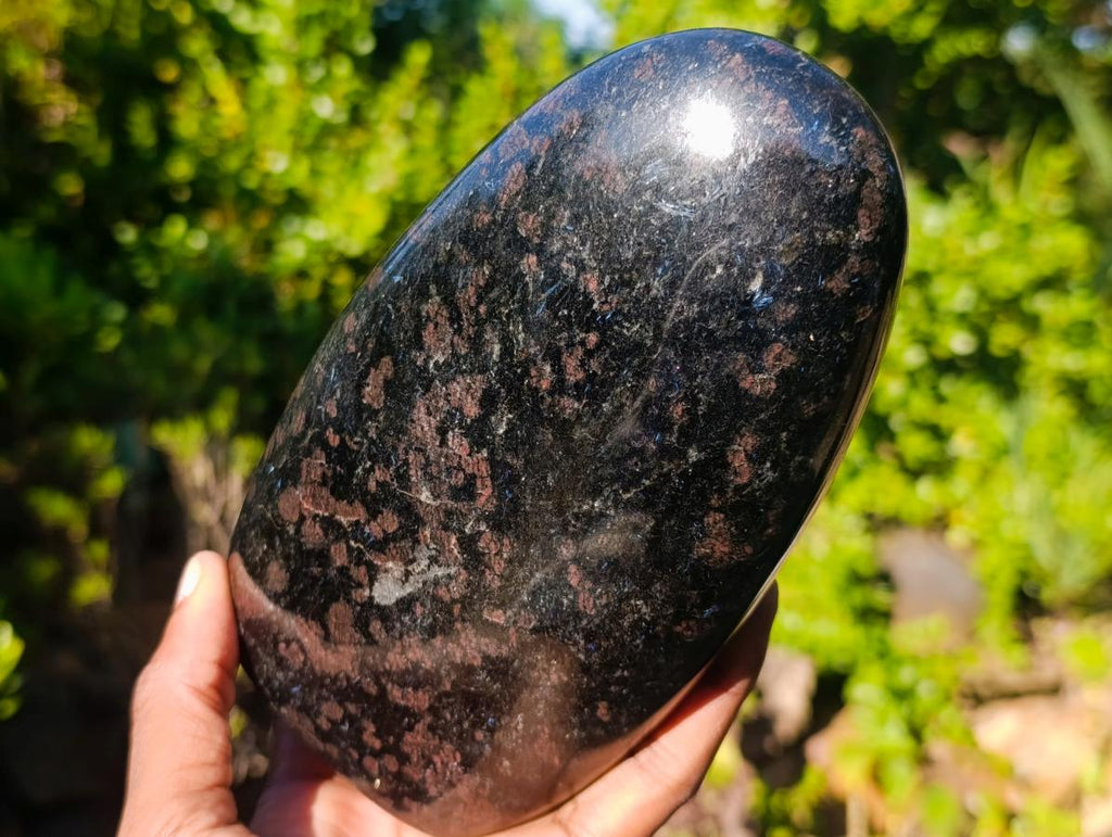 Polished Large "Water Sapphire" Standing Display Piece with Sillimanite x 1 From Ambatofinandrahana, Madagascar - Toprock Gemstones and Minerals 