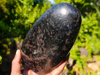 Polished Large "Water Sapphire" Standing Display Piece with Sillimanite x 1 From Ambatofinandrahana, Madagascar - Toprock Gemstones and Minerals 