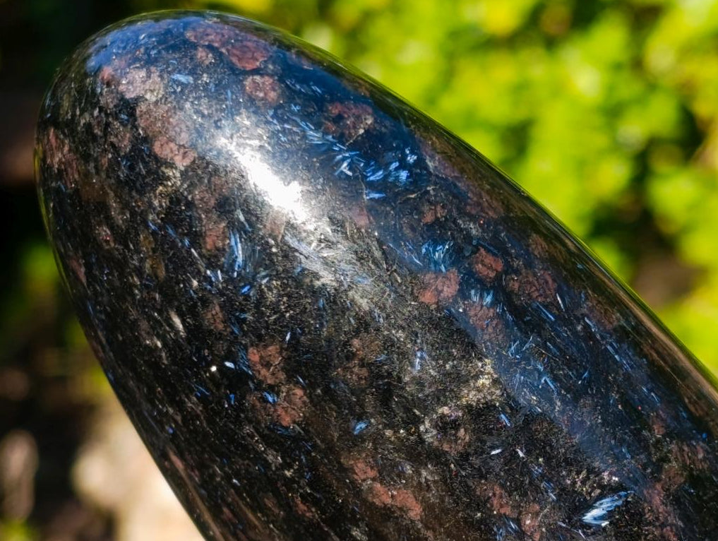 Polished Large "Water Sapphire" Standing Display Piece with Sillimanite x 1 From Ambatofinandrahana, Madagascar - Toprock Gemstones and Minerals 