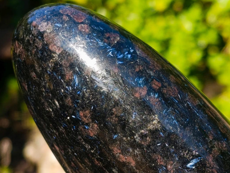 Polished Large "Water Sapphire" Standing Display Piece with Sillimanite x 1 From Ambatofinandrahana, Madagascar - Toprock Gemstones and Minerals 