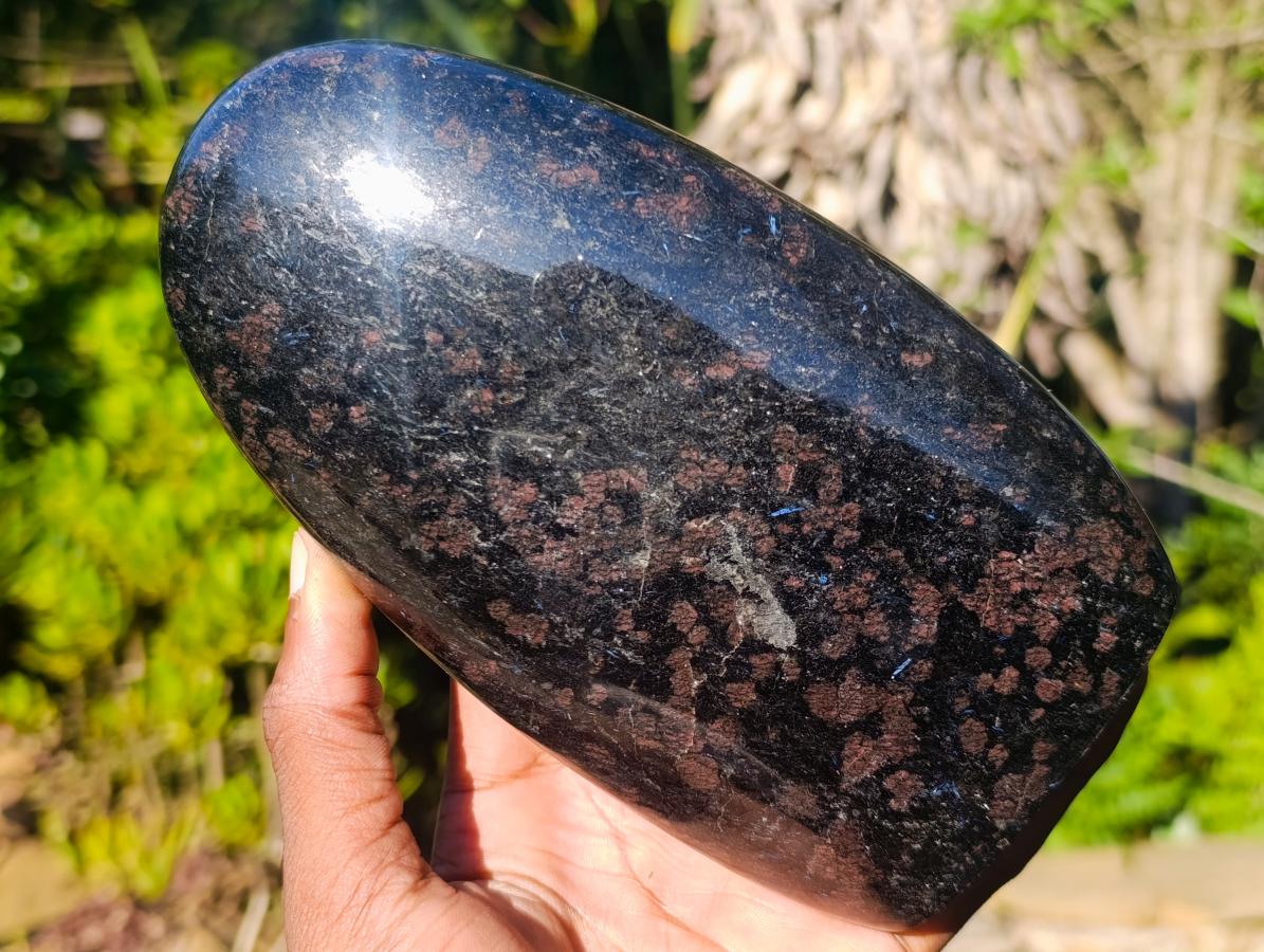 Polished Large "Water Sapphire" Standing Display Piece with Sillimanite x 1 From Ambatofinandrahana, Madagascar - Toprock Gemstones and Minerals 