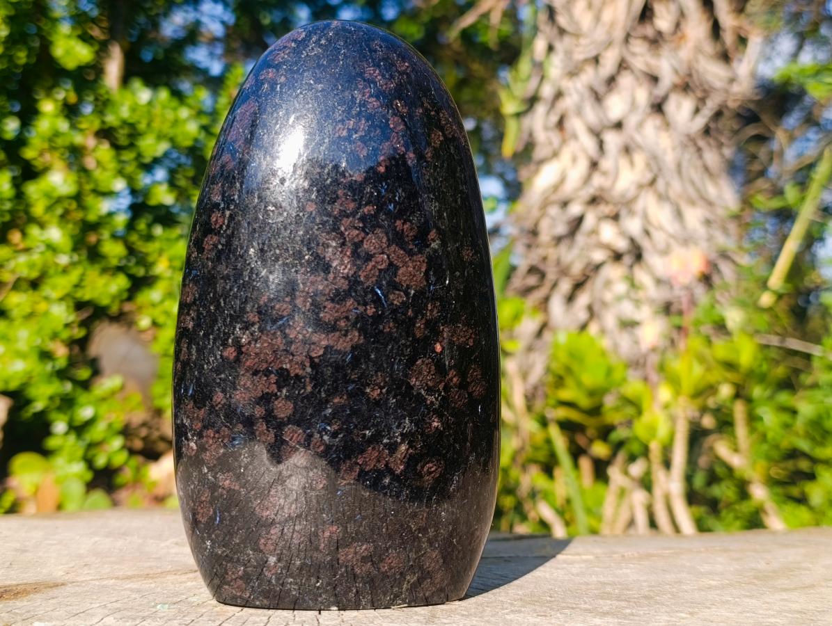 Polished Large "Water Sapphire" Standing Display Piece with Sillimanite x 1 From Ambatofinandrahana, Madagascar - Toprock Gemstones and Minerals 