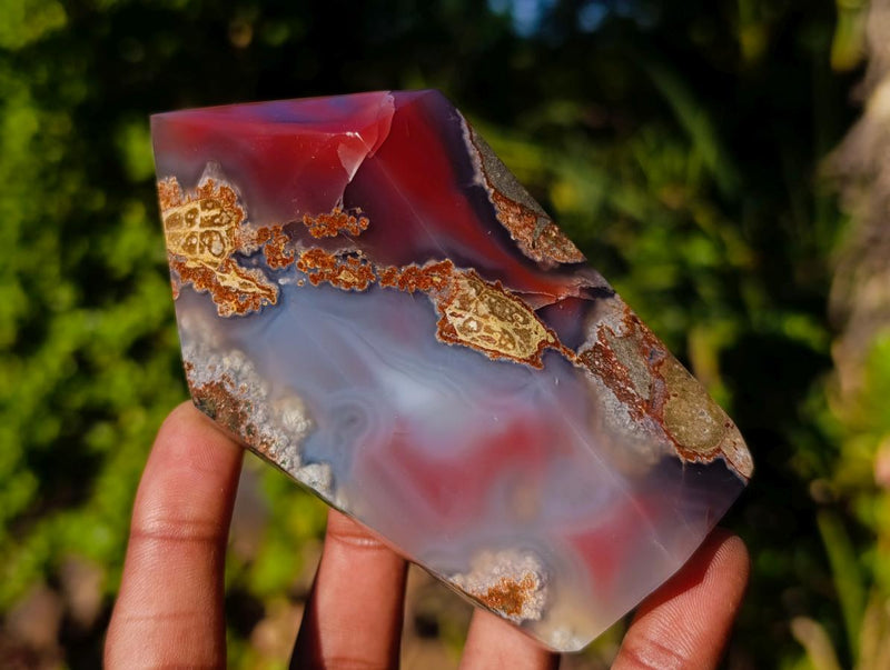 Polished Strawberry Agate Display Crystal Points x 3 From Mozambique - Toprock Gemstones and Minerals 