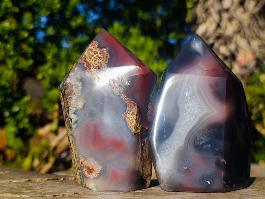 Polished Strawberry Agate Display Crystal Points x 3 From Mozambique - Toprock Gemstones and Minerals 