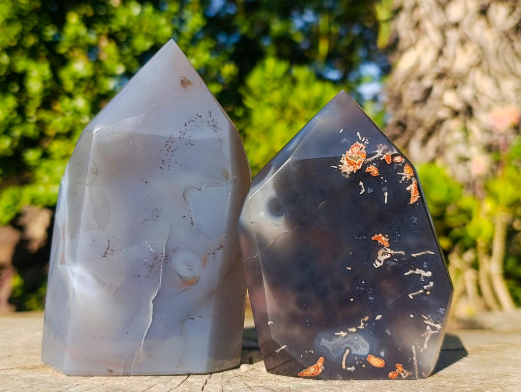 Polished Strawberry Agate Display Crystal Points x 3 From Mozambique - Toprock Gemstones and Minerals 