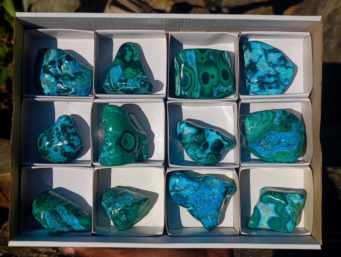 Polished Malacolla Free Forms x 12 From Kulukuluku, Congo - Toprock Gemstones and Minerals 