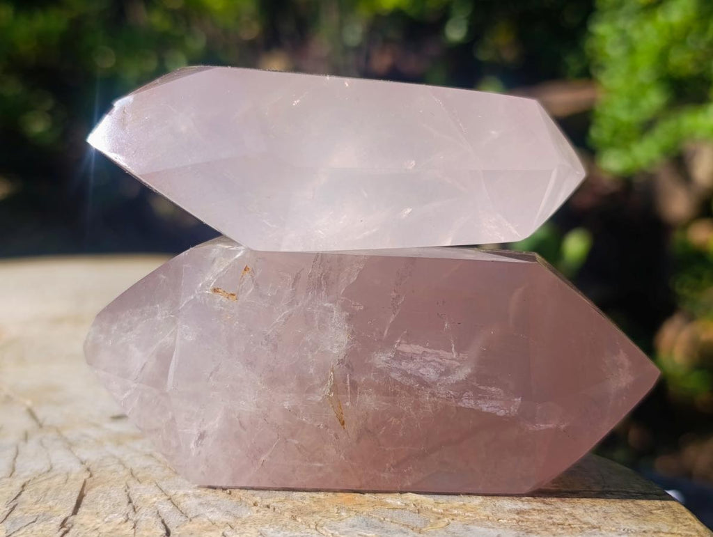 Polished Double Terminated Gemmy Rose Quartz Crystals x 6 From Madagascar - Toprock Gemstones and Minerals 
