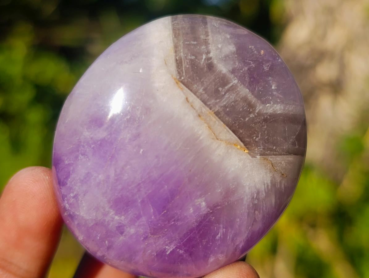 Polished Chevron Amethyst Galets x 33 From Madagascar - Toprock Gemstones and Minerals 
