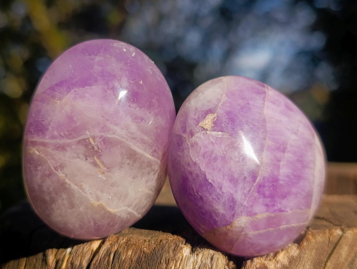 Polished Chevron Amethyst Galets x 33 From Madagascar - Toprock Gemstones and Minerals 