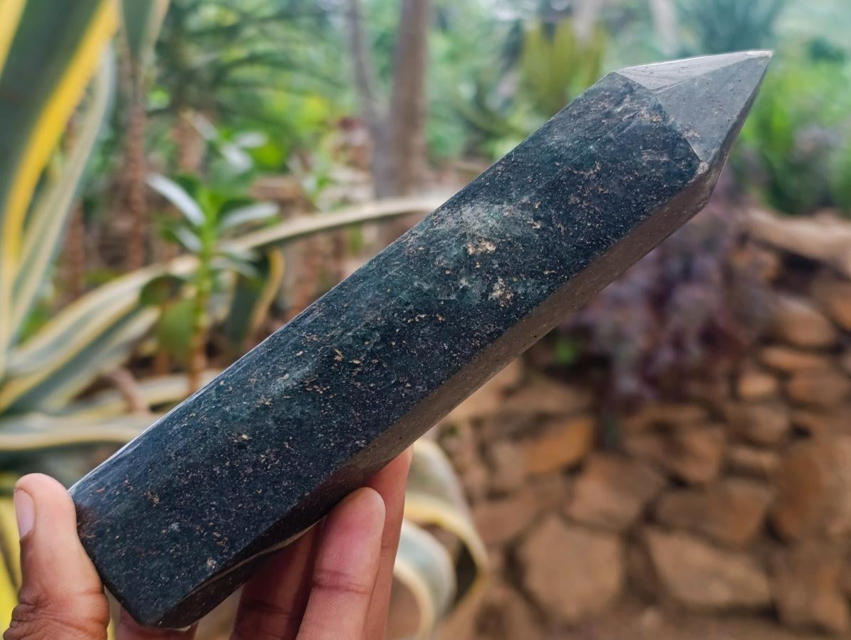 Polished Fuchsite Quartz with Pyrite Display Points x 4 From Andakatany, Madagascar - Toprock Gemstones and Minerals 