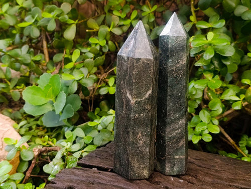 Polished Fuchsite Quartz with Pyrite Display Points x 4 From Andakatany, Madagascar - Toprock Gemstones and Minerals 