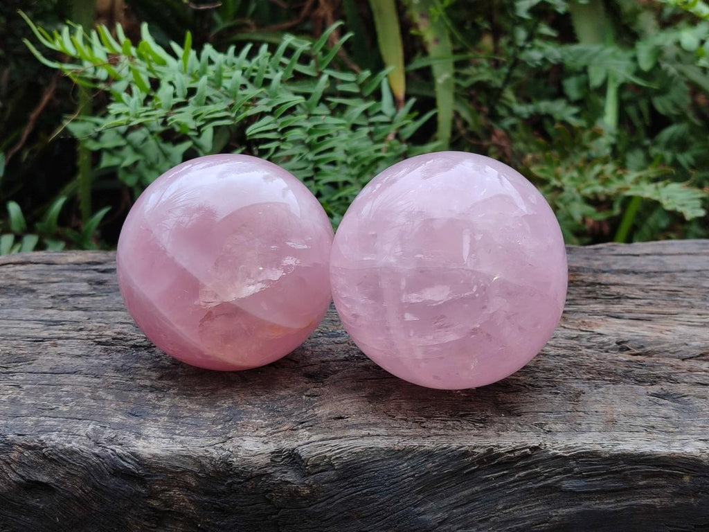 Polished Gemmy Star Rose Quartz Spheres x 2 From Madagascar - Toprock Gemstones and Minerals 
