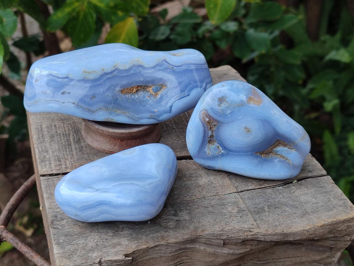 Polished Blue Lace Agate Free Forms x 6 From Nsanje, Malawi - Toprock Gemstones and Minerals 