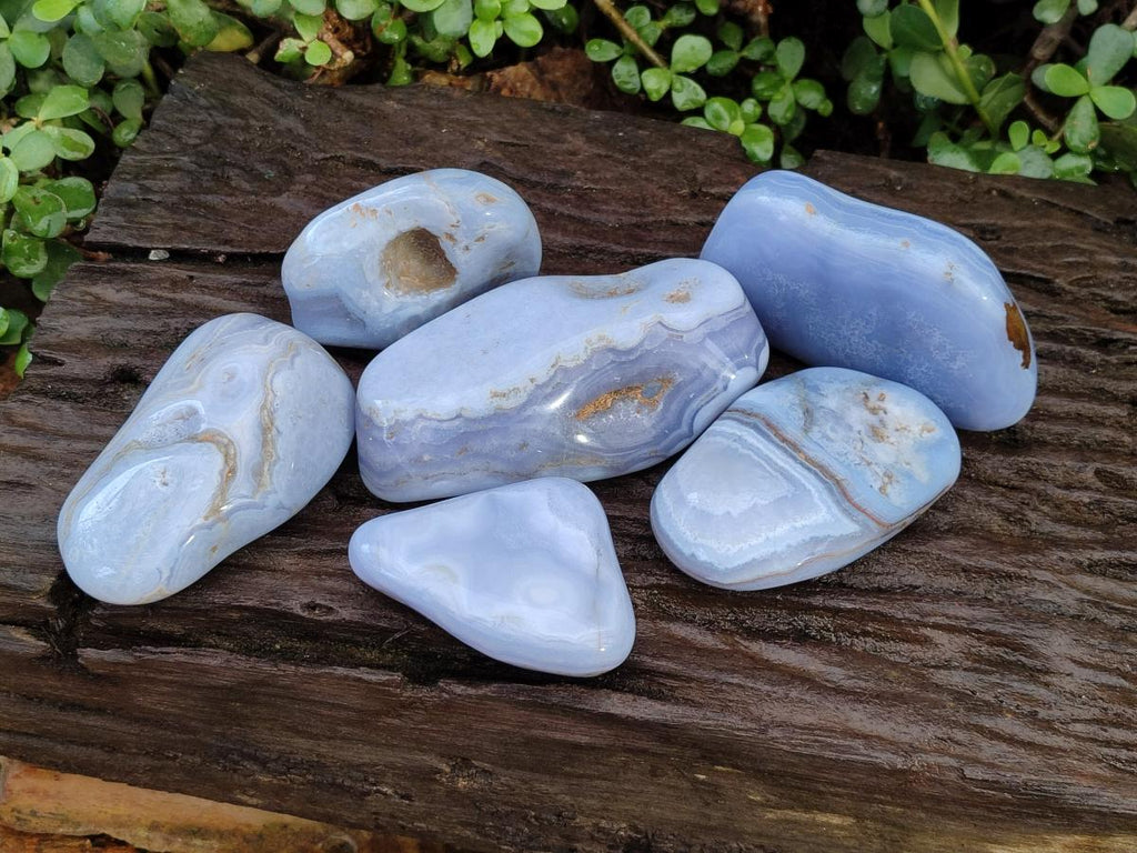 Polished Blue Lace Agate Free Forms x 6 From Nsanje, Malawi - Toprock Gemstones and Minerals 