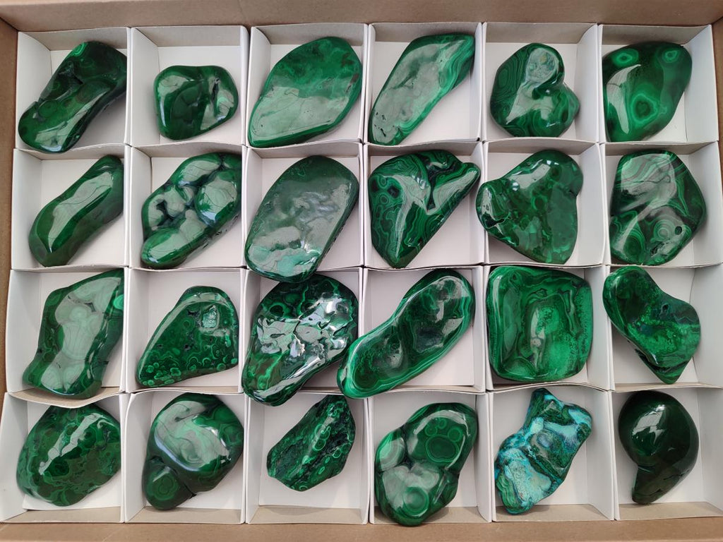 Polished Flower Banded Malachite Free Forms x 24 From Congo - Toprock Gemstones and Minerals 