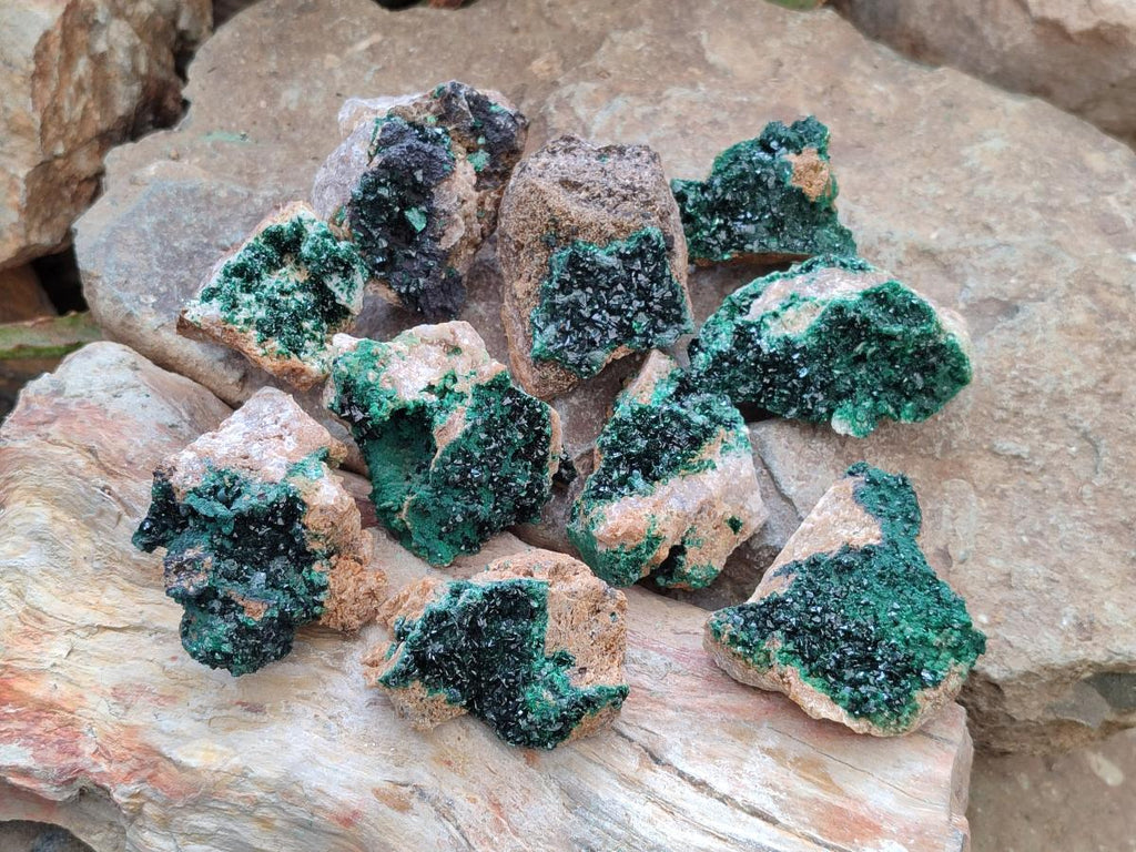 Natural Crystalline Malachite Specimens x 12 From Tenke Fungurume, Congo - Toprock Gemstones and Minerals 