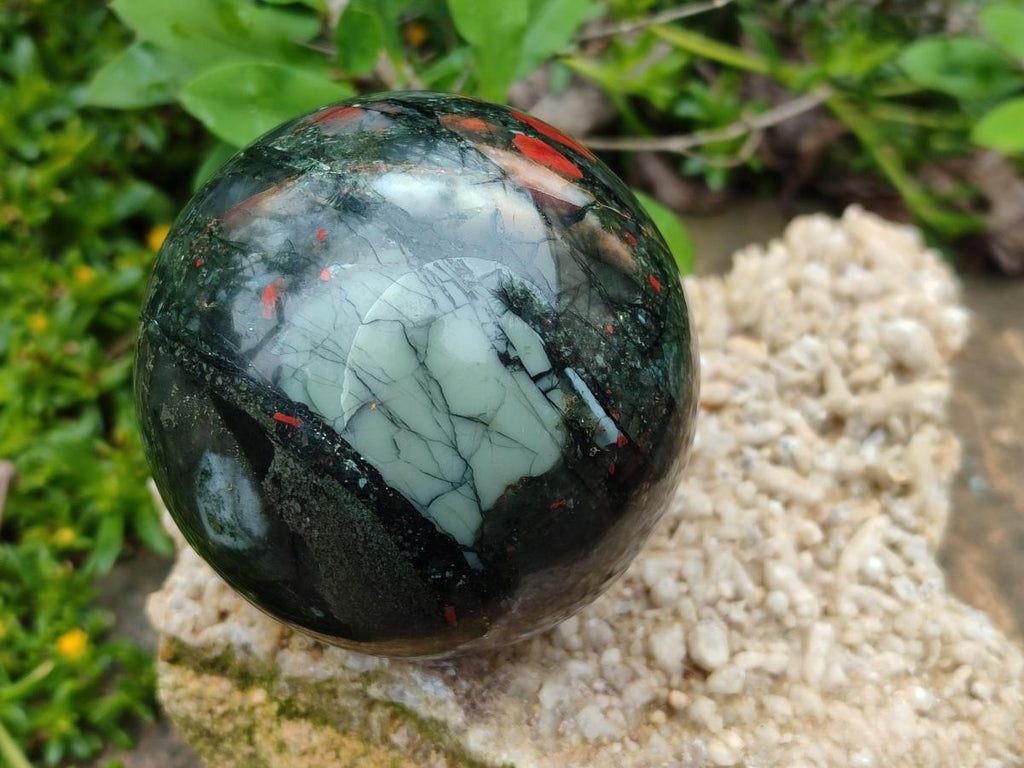 Polished Bloodstone Spheres x 2 From Swaziland - Toprock Gemstones and Minerals 