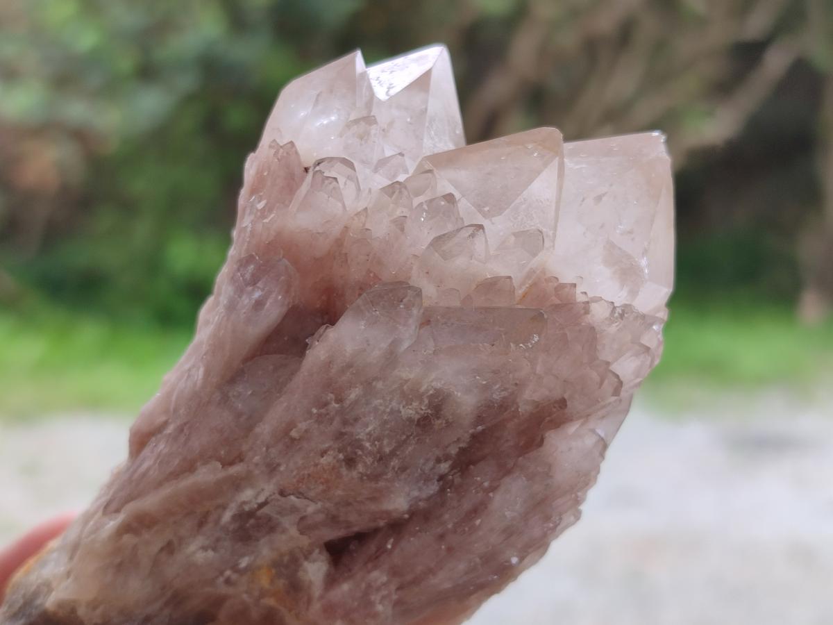Natural Cascading White Phantom Smokey Luena Quartz Clusters x 3 From Luena, Congo - Toprock Gemstones and Minerals 