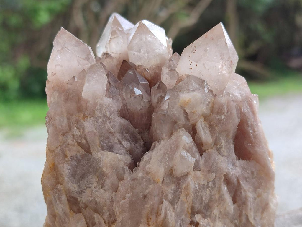 Natural Cascading White Phantom Smokey Luena Quartz Clusters x 3 From Luena, Congo - Toprock Gemstones and Minerals 