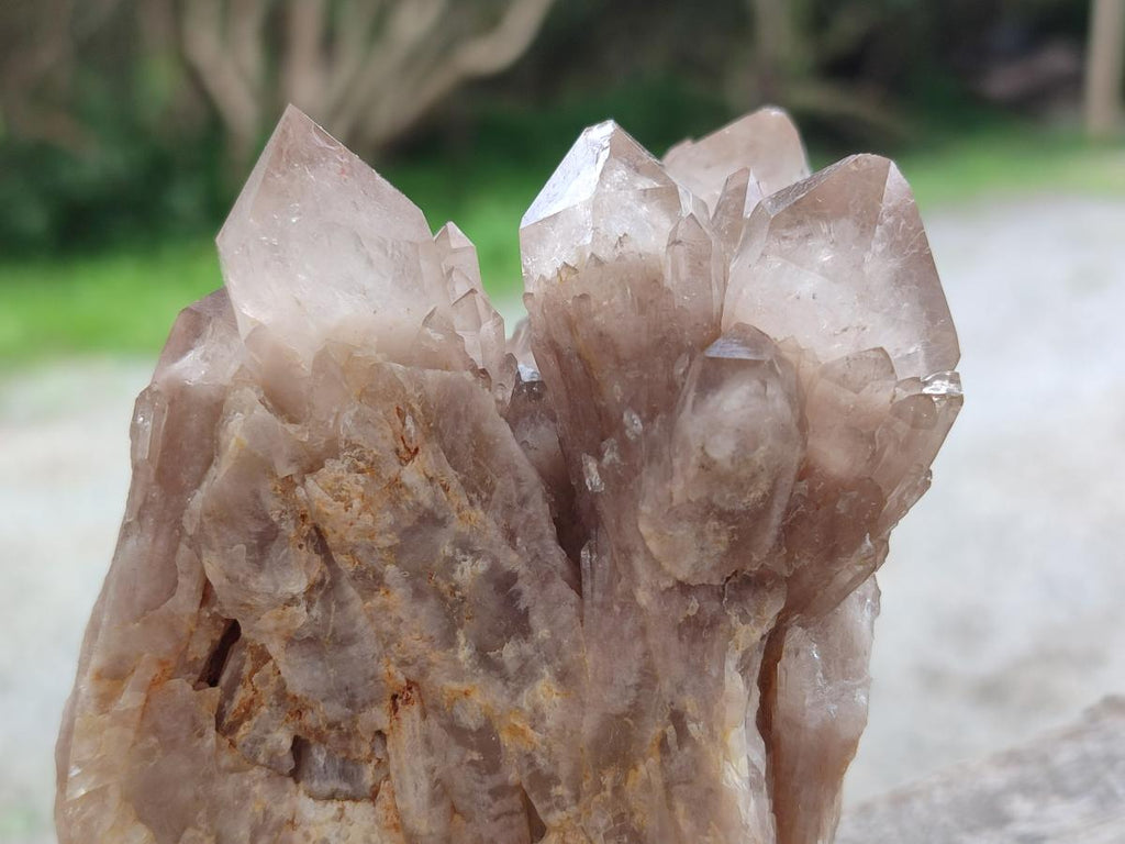 Natural Cascading White Phantom Smokey Luena Quartz Clusters x 3 From Luena, Congo - Toprock Gemstones and Minerals 