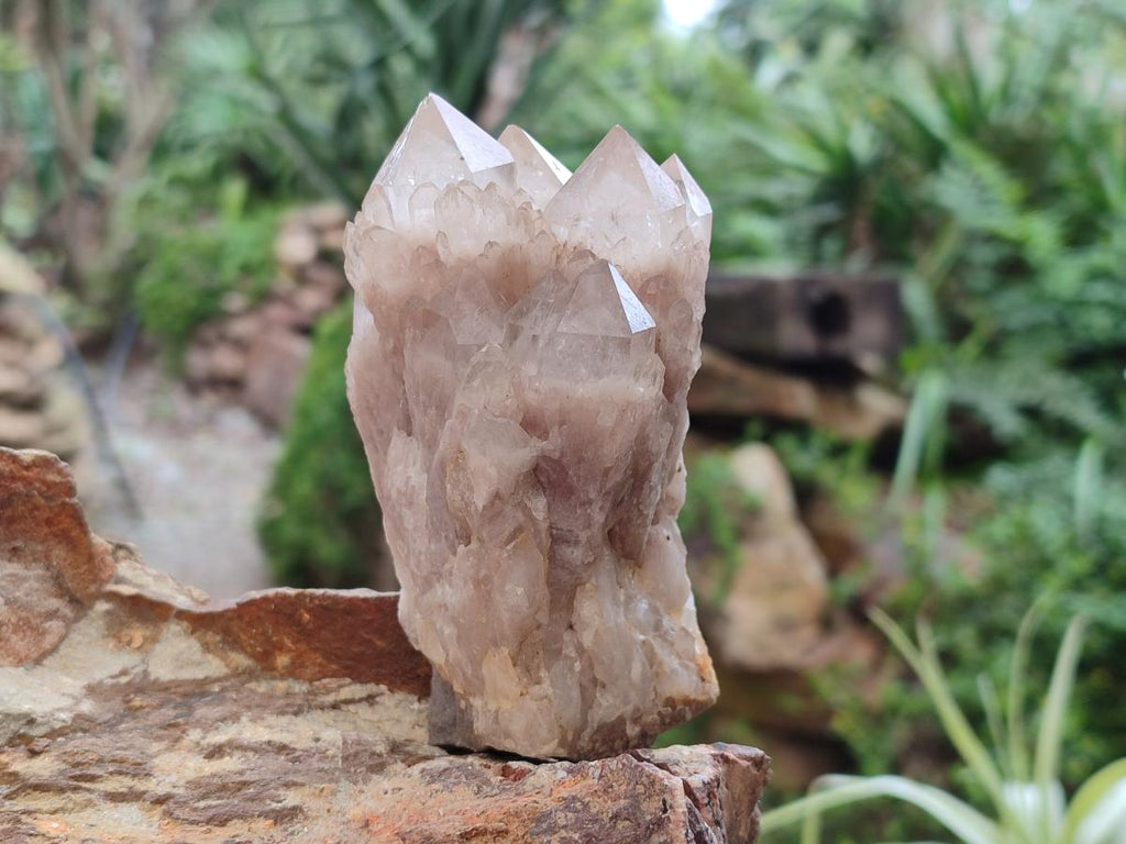 Natural Cascading White Phantom Smokey Luena Quartz Clusters x 3 From Luena, Congo - Toprock Gemstones and Minerals 
