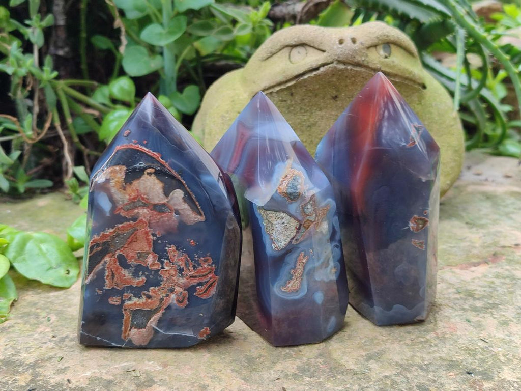 Polished Strawberry Agate Display Crystal Points x 4 From Mozambique - Toprock Gemstones and Minerals 