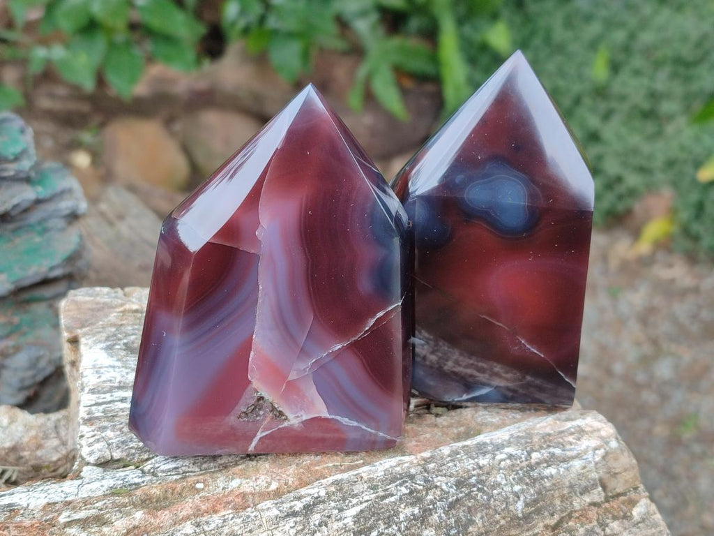 Polished Strawberry Agate Display Crystal Points x 4 From Mozambique - Toprock Gemstones and Minerals 