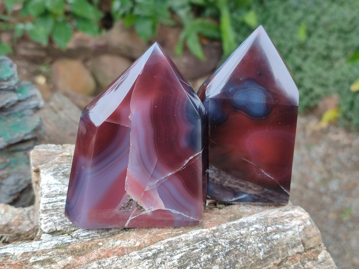 Polished Strawberry Agate Display Crystal Points x 4 From Mozambique - Toprock Gemstones and Minerals 