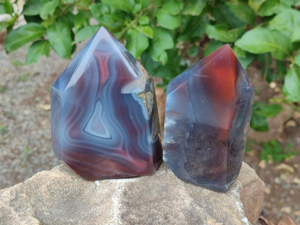 Polished Strawberry Agate Display Crystal Points x 4 From Mozambique - Toprock Gemstones and Minerals 