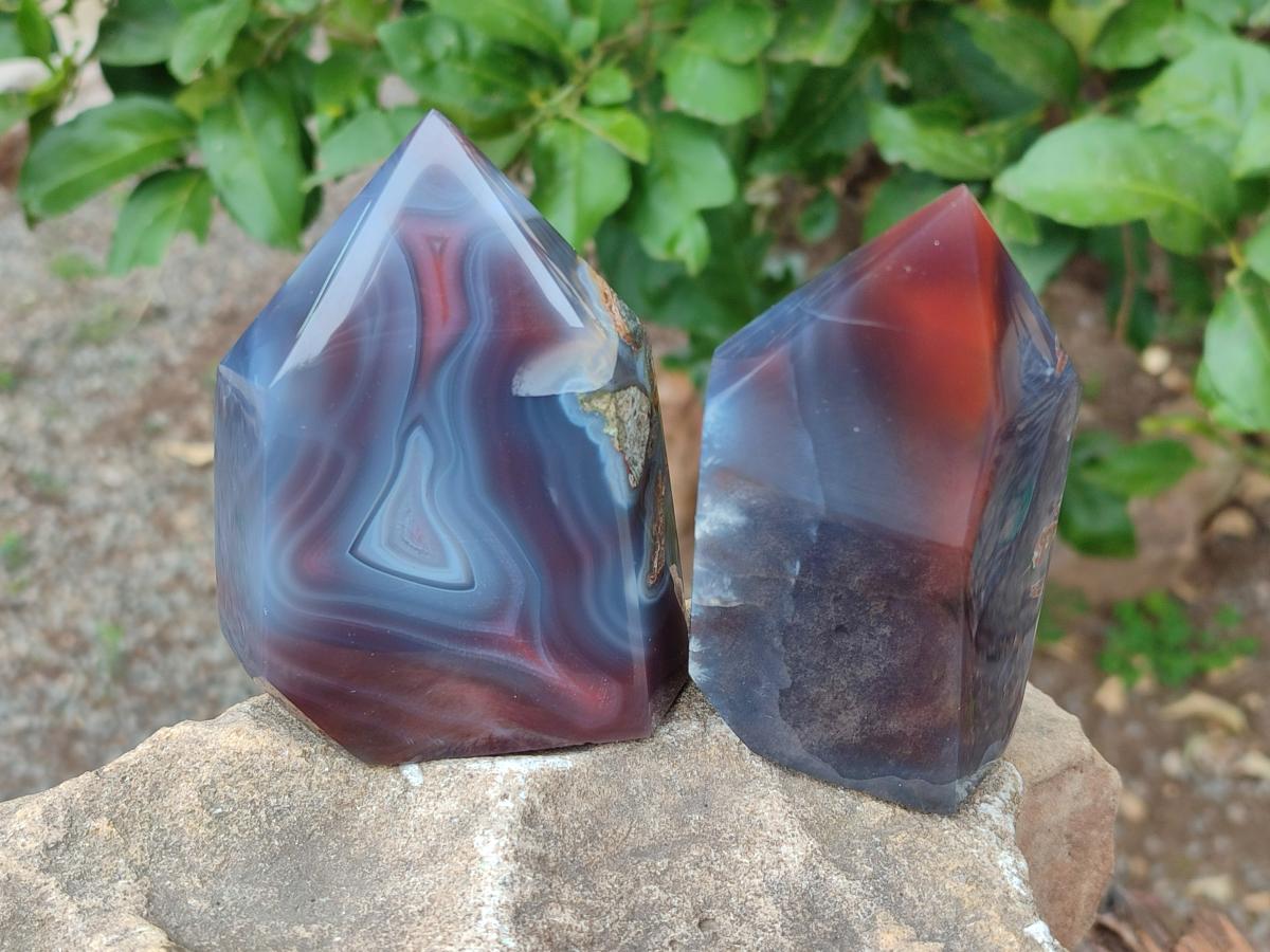 Polished Strawberry Agate Display Crystal Points x 4 From Mozambique - Toprock Gemstones and Minerals 