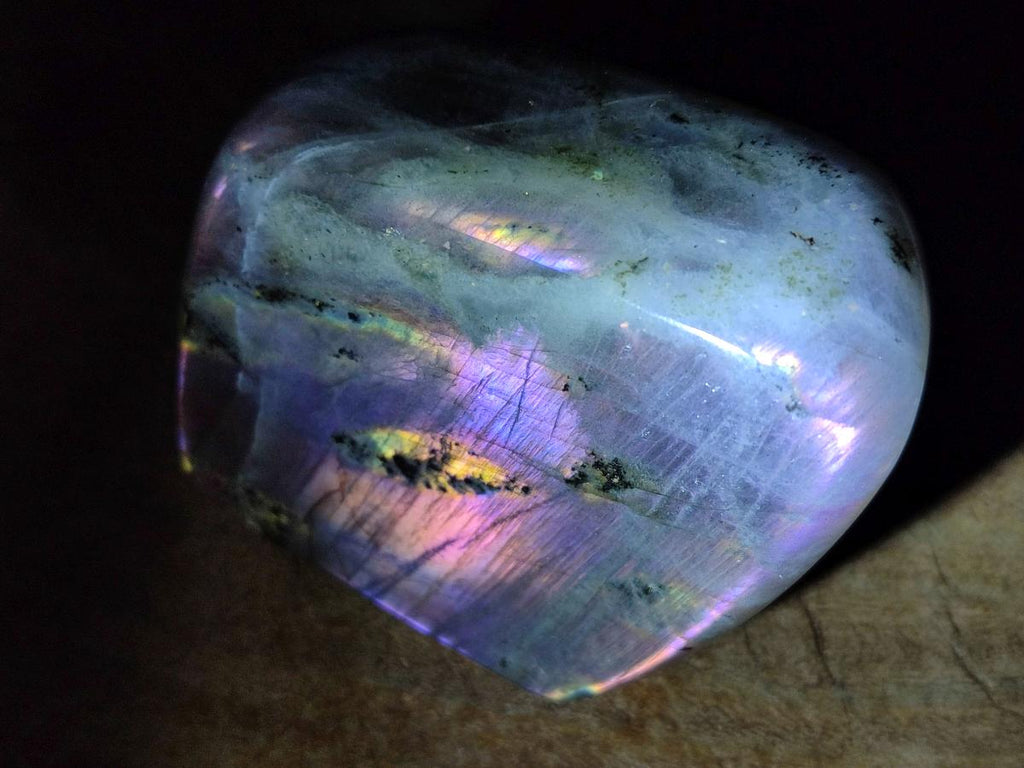 Polished Rare Purple Sunset Flash Labradorite Standing Display Pieces x 4 From Madagascar - Toprock Gemstones and Minerals 
