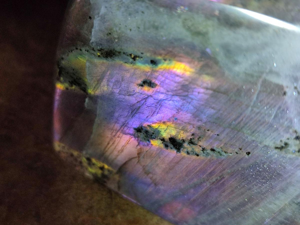 Polished Rare Purple Sunset Flash Labradorite Standing Display Pieces x 4 From Madagascar - Toprock Gemstones and Minerals 