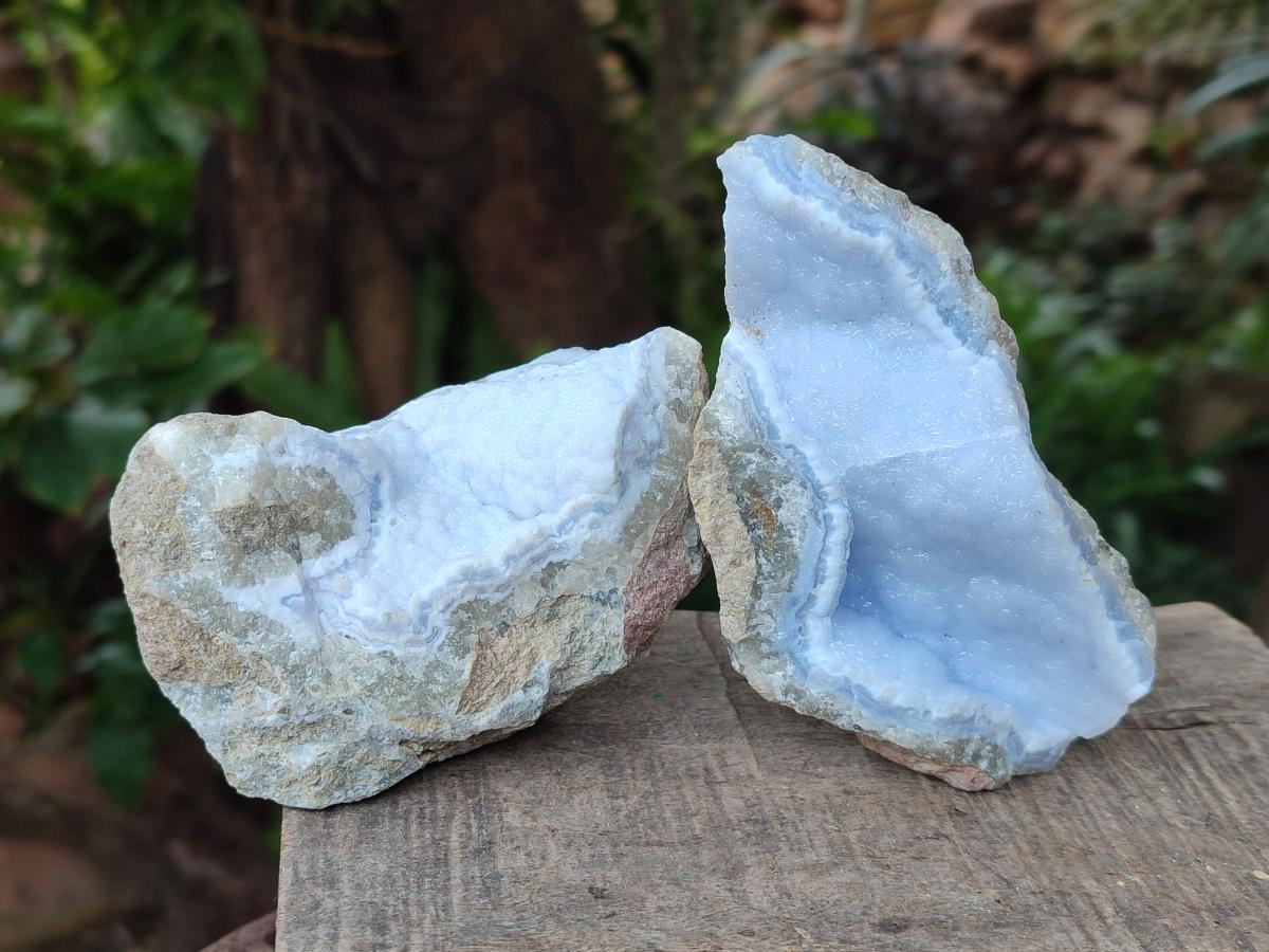 Natural Blue Lace Agate Geode Specimens x 12 From Nsanje, Malawi - Toprock Gemstones and Minerals 