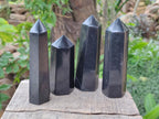 Polished Black Basalt Prisms x 12 From Madagascar - Toprock Gemstones and Minerals 