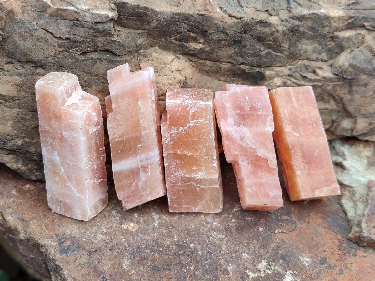 Natural Rhombohedral Sunset Orange Calcite Specimens x 35 From Spitzkop, Namibia - Toprock Gemstones and Minerals 